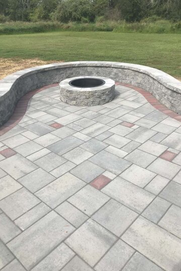 Paver Patio with Seating Wall and Fire Pit  | D. Sutton Landscaping LLC